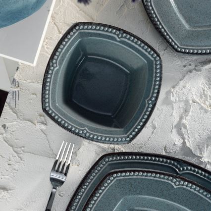 Juego de vajilla 24 piezas azul/porcelana