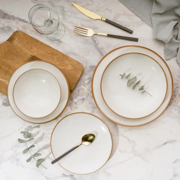 Juego de vajilla 24 piezas beige/porcelana