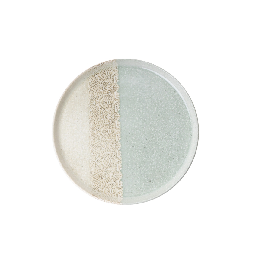 Juego de vajilla 27 piezas beige/verde/porcelana