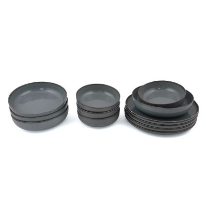 Juego de vajilla de 12 piezas en porcelana gris