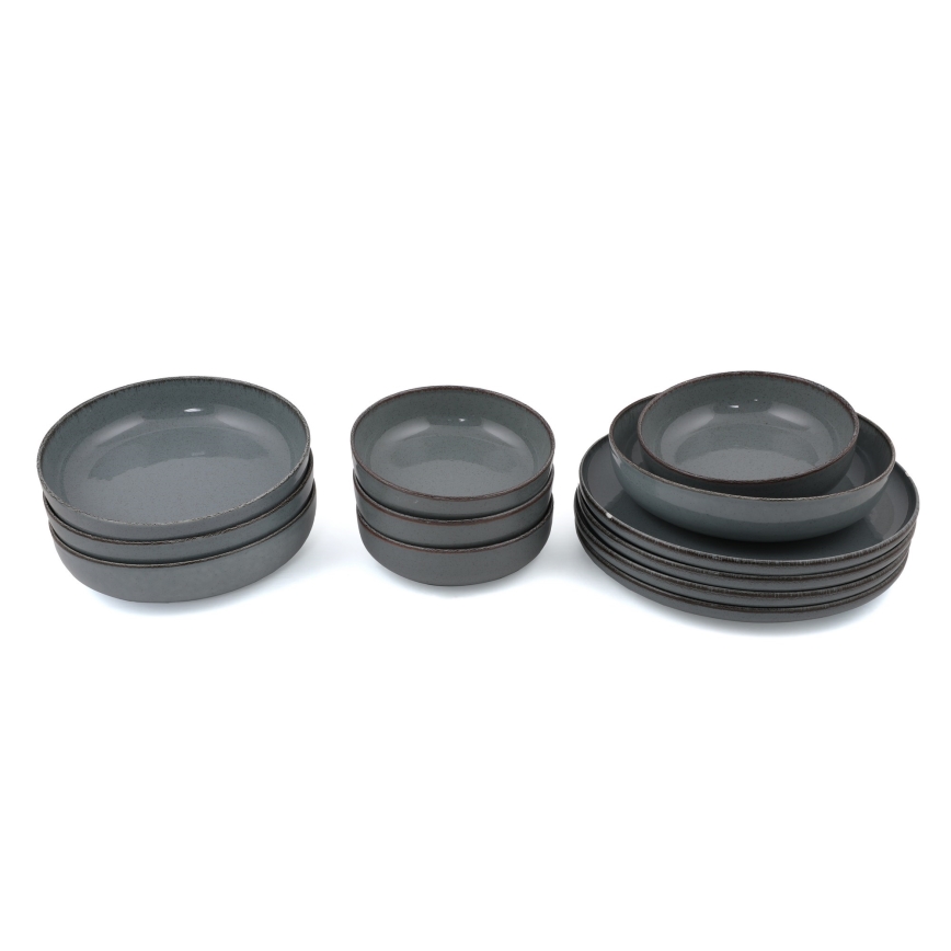 Juego de vajilla de 12 piezas en porcelana gris