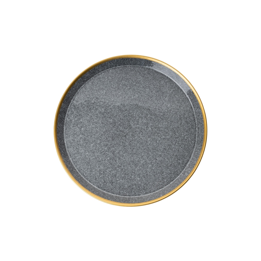 Juego de vajilla de 16 piezas antracita/dorado/porcelana