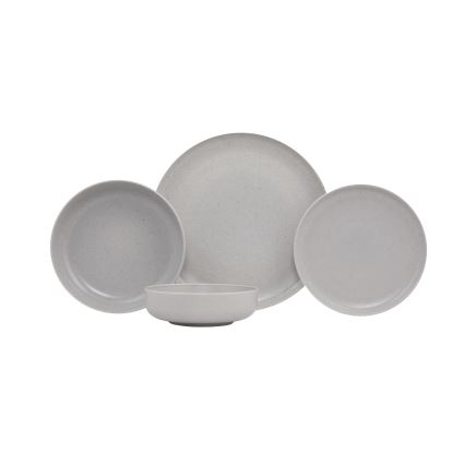 Juego de vajilla de 16 piezas, gris/porcelana