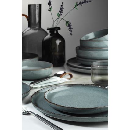 Juego de vajilla de 16 piezas, porcelana gris