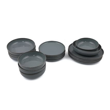 Juego de vajilla de 16 piezas, porcelana gris