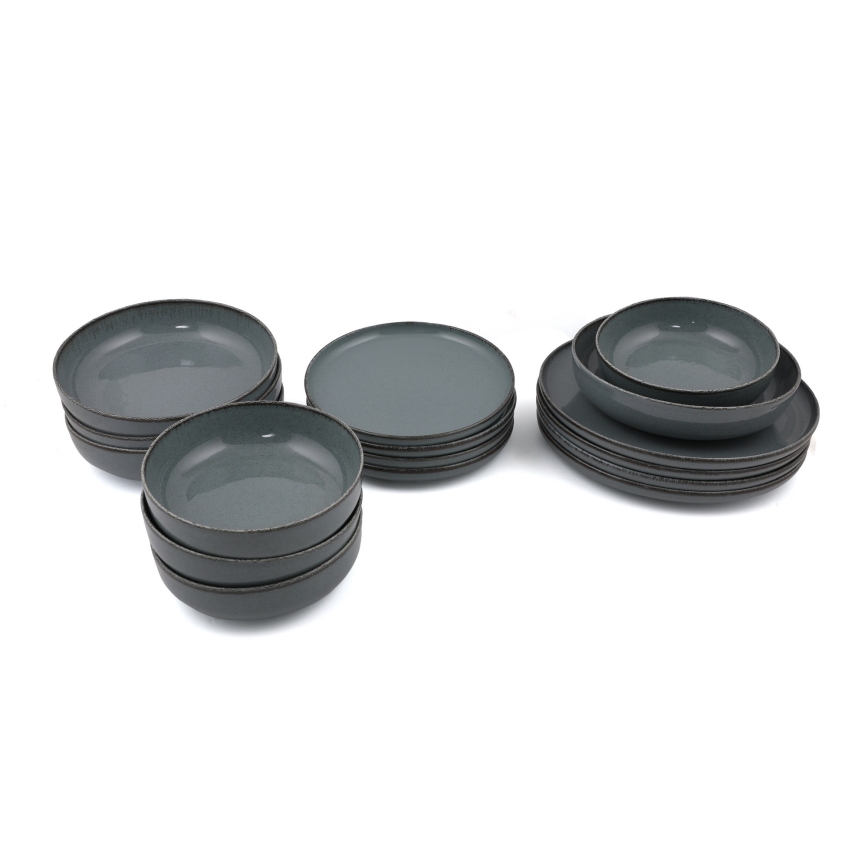 Juego de vajilla de 16 piezas, porcelana gris