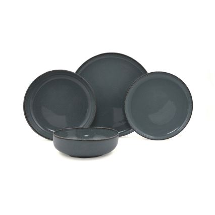 Juego de vajilla de 16 piezas, porcelana gris