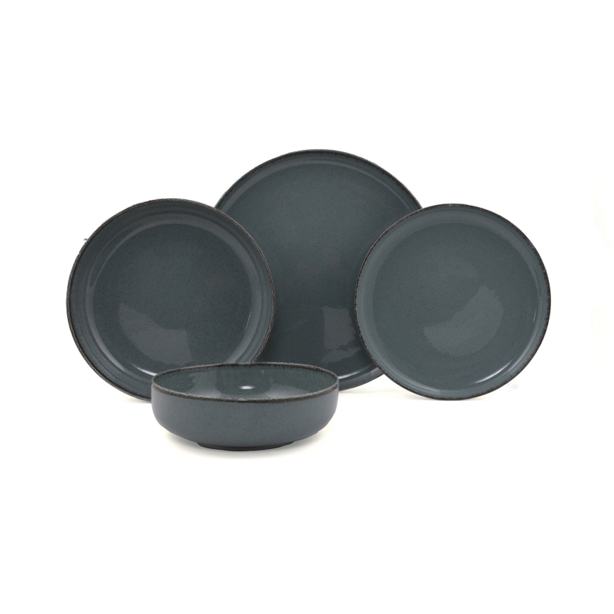 Juego de vajilla de 16 piezas, porcelana gris