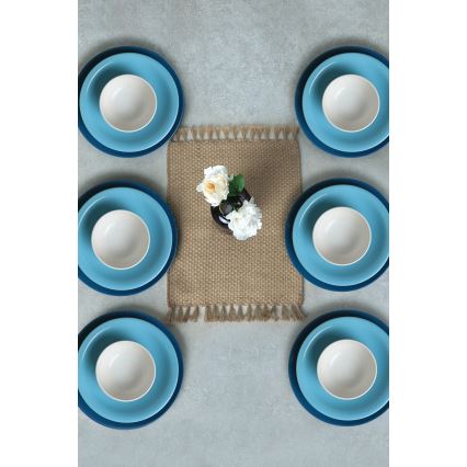 Juego de vajilla de 18 piezas azul/blanco/cerámica