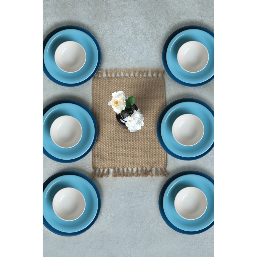 Juego de vajilla de 18 piezas azul/blanco/cerámica