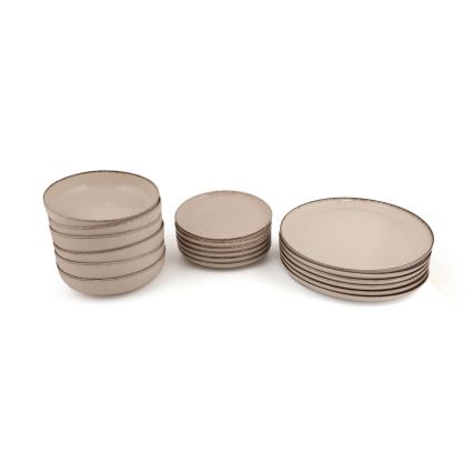 Juego de vajilla de 18 piezas beige/porcelana