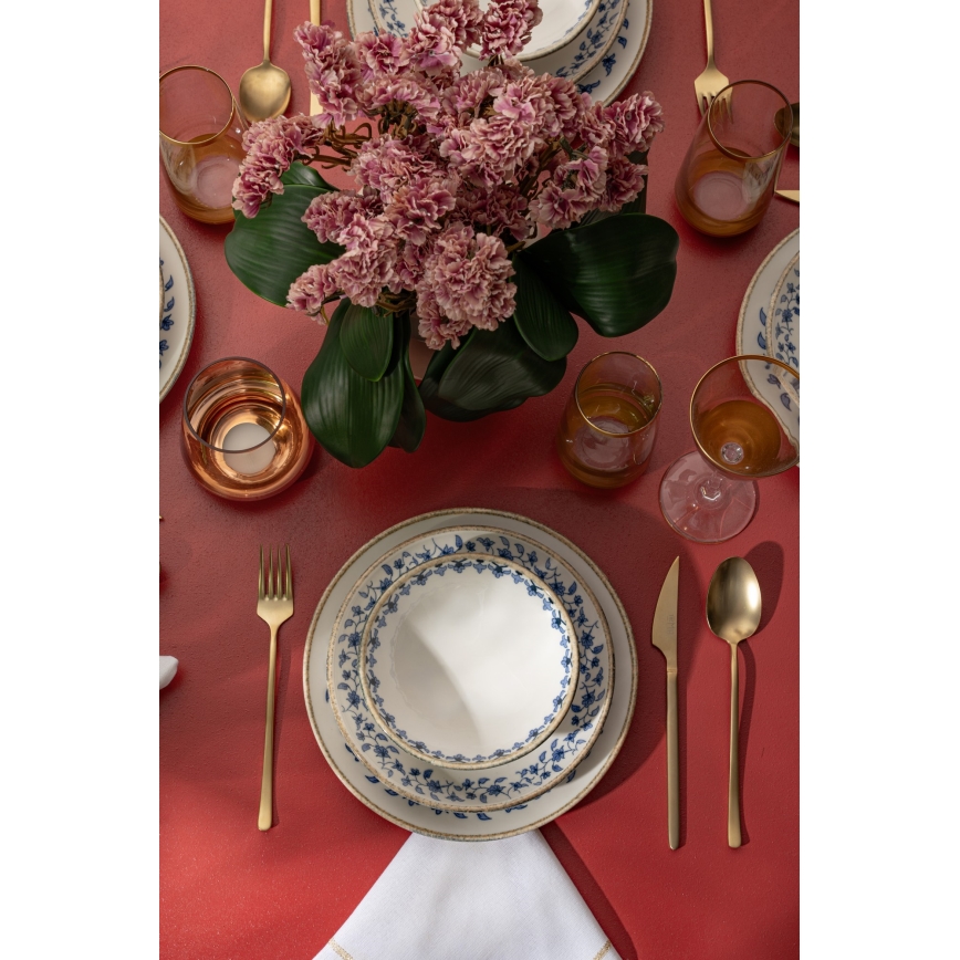 Juego de vajilla de 18 piezas blanco/azul/porcelana