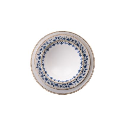 Juego de vajilla de 18 piezas blanco/azul/porcelana
