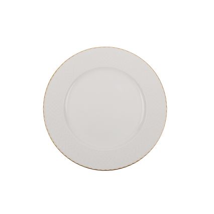 Juego de vajilla de 18 piezas de porcelana blanca con elegante acabado dorado
