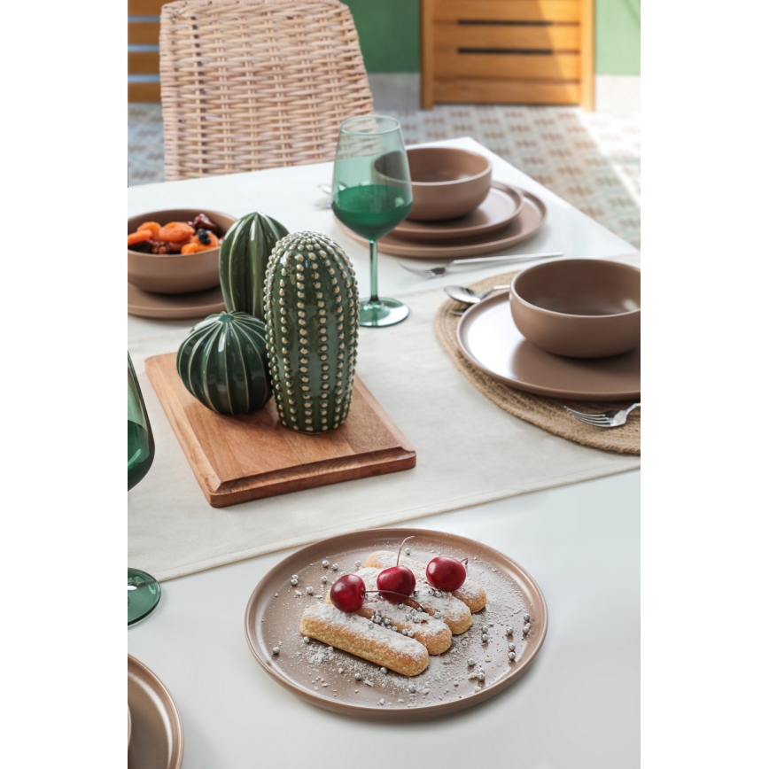 Juego de vajilla de 18 piezas, marrón/cerámica