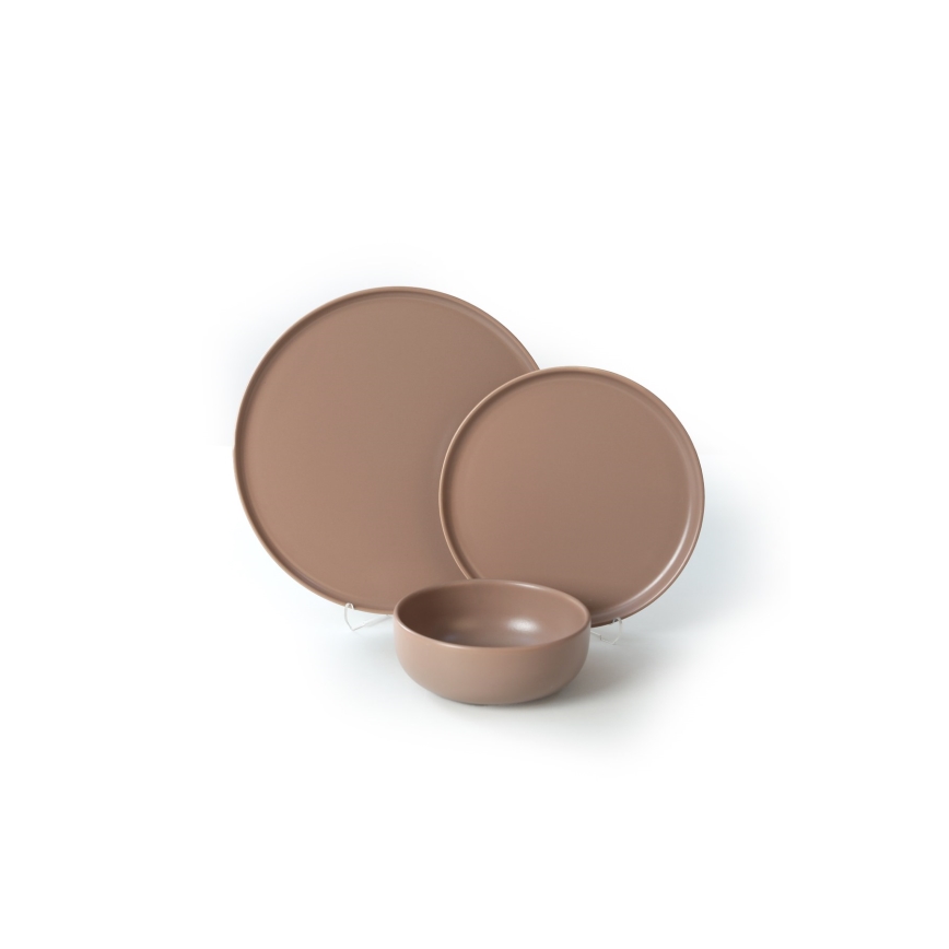 Juego de vajilla de 18 piezas, marrón/cerámica