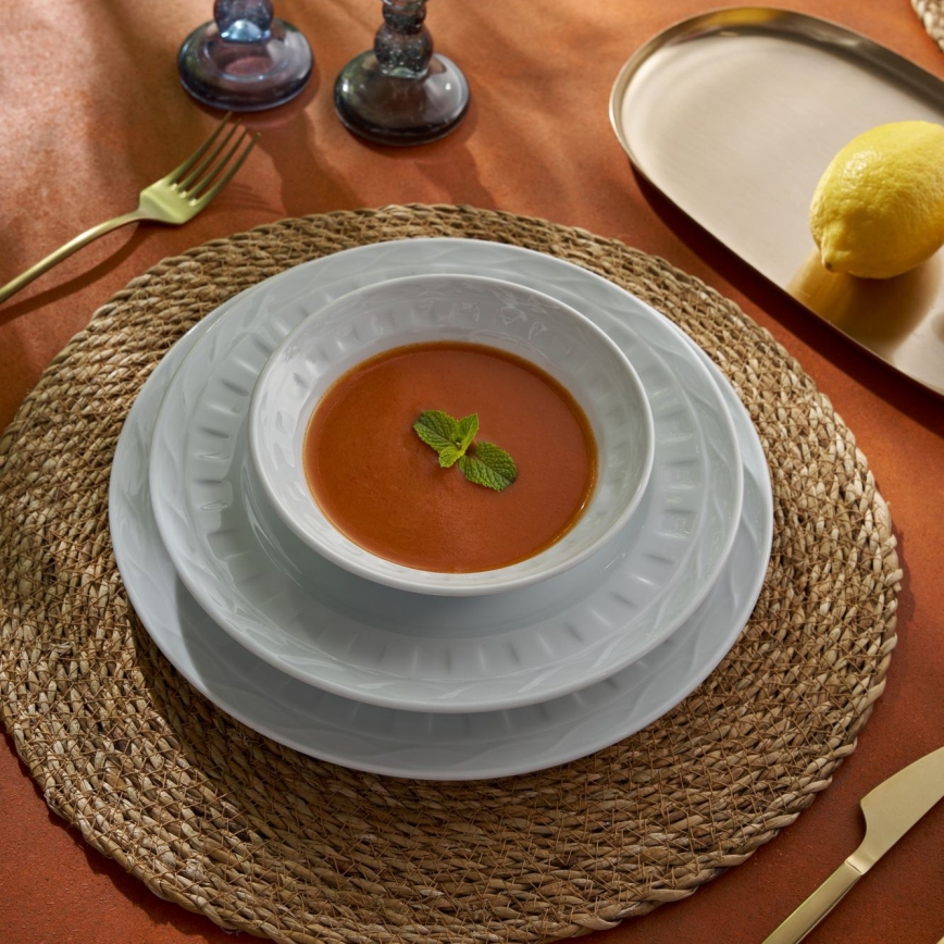 Juego de vajilla de 18 piezas, porcelana blanca