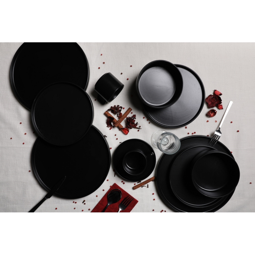 Juego de vajilla de 20 piezas negra/gres