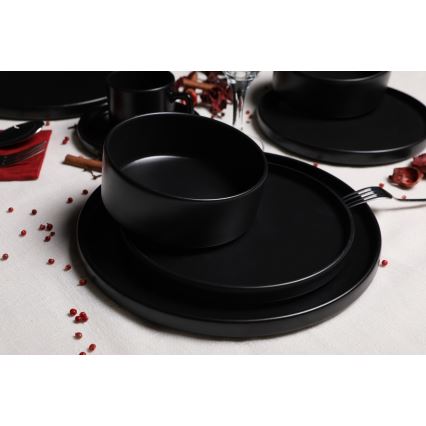 Juego de vajilla de 20 piezas negra/gres