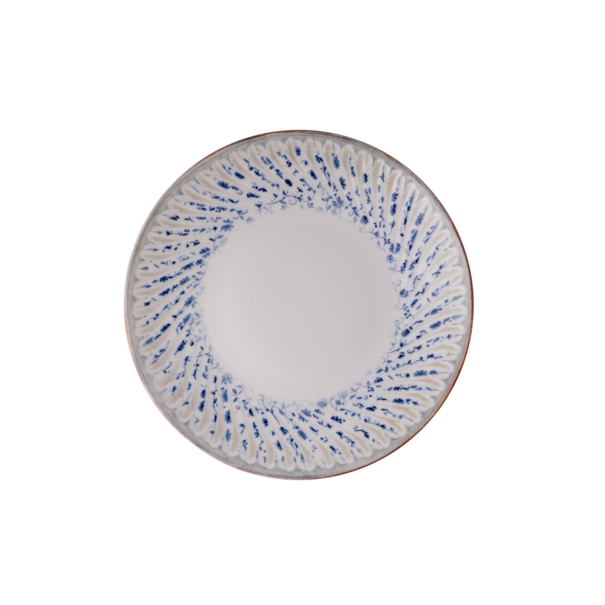 Juego de vajilla de 24 piezas azul/beige/porcelana