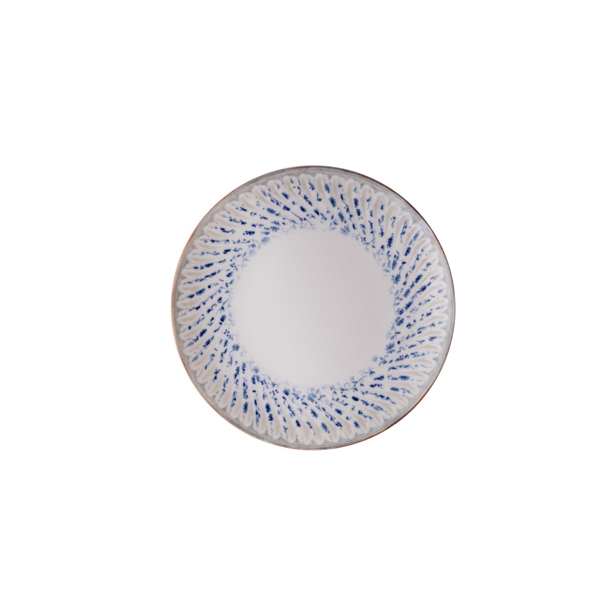 Juego de vajilla de 24 piezas azul/beige/porcelana