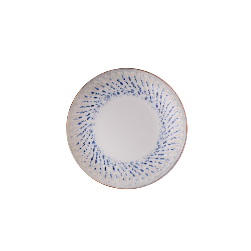 Juego de vajilla de 24 piezas azul/beige/porcelana