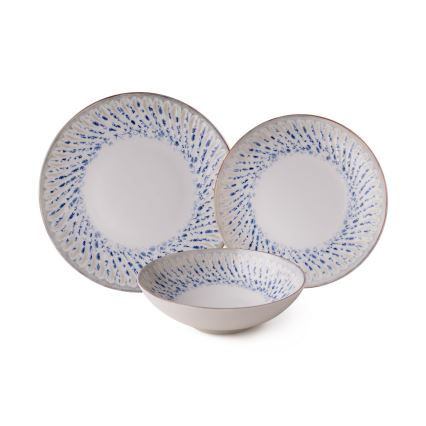 Juego de vajilla de 24 piezas azul/beige/porcelana