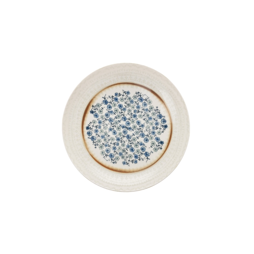 Juego de vajilla de 24 piezas azul/beige/porcelana