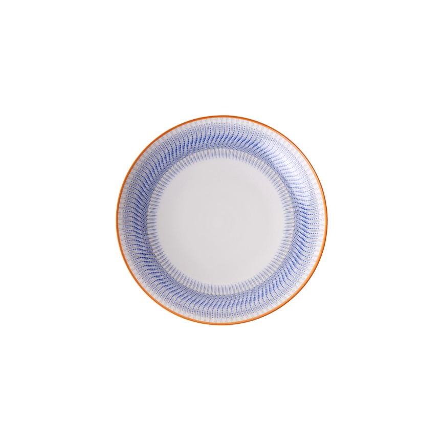 Juego de vajilla de 24 piezas azul/naranja/porcelana