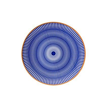 Juego de vajilla de 24 piezas azul/naranja/porcelana