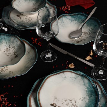 Juego de vajilla de 24 piezas, azul/porcelana