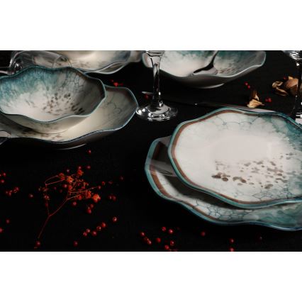 Juego de vajilla de 24 piezas, azul/porcelana