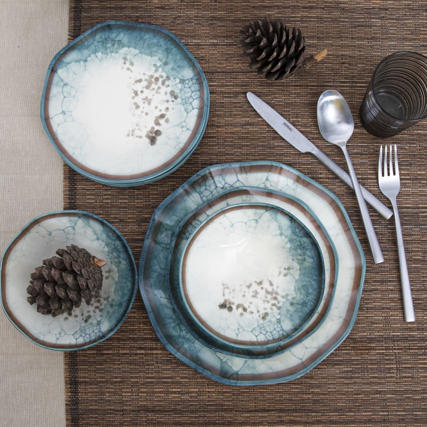 Juego de vajilla de 24 piezas, azul/porcelana