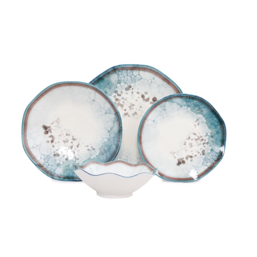 Juego de vajilla de 24 piezas, azul/porcelana