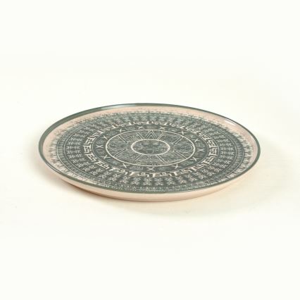 Juego de vajilla de 24 piezas beige/verde/gres