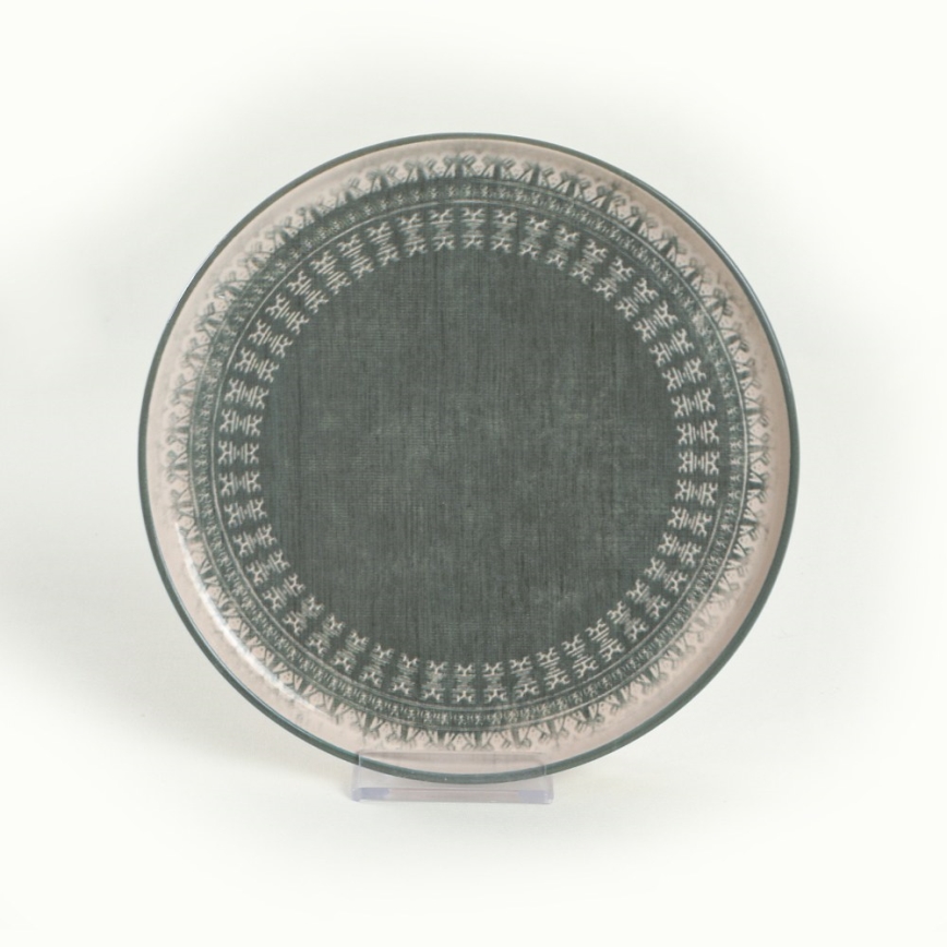 Juego de vajilla de 24 piezas beige/verde/gres