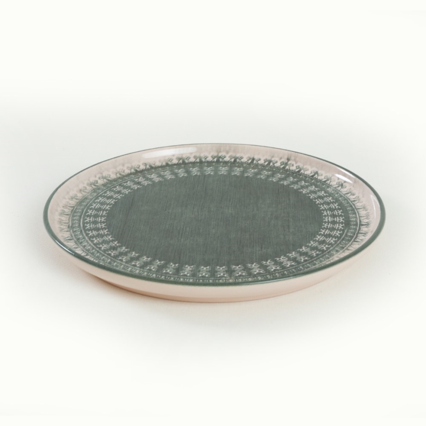 Juego de vajilla de 24 piezas beige/verde/gres