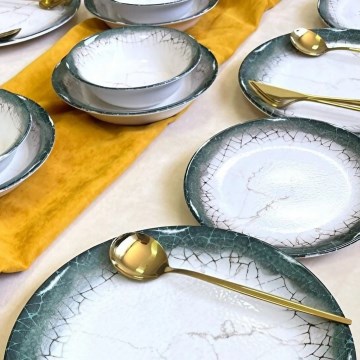 Juego de vajilla de 24 piezas blanco/antracita/cerámica