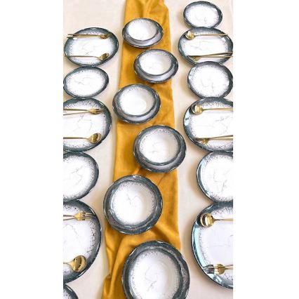 Juego de vajilla de 24 piezas blanco/antracita/cerámica