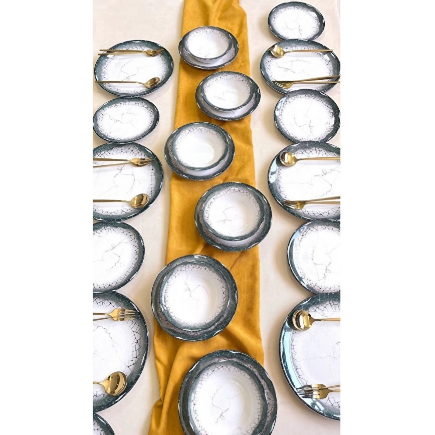 Juego de vajilla de 24 piezas blanco/antracita/cerámica