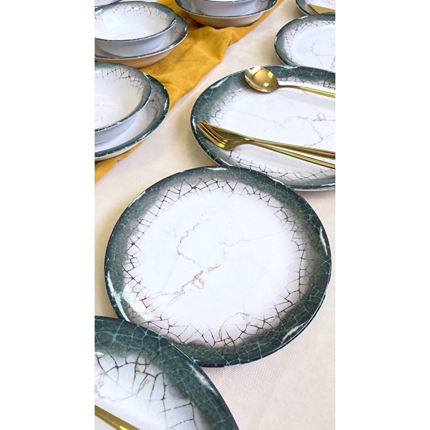 Juego de vajilla de 24 piezas blanco/antracita/cerámica