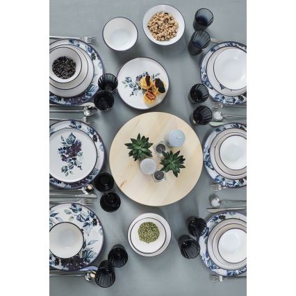 Juego de vajilla de 24 piezas, blanco/azul, cerámica