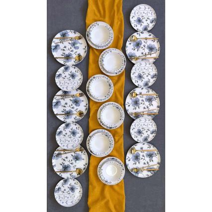 Juego de vajilla de 24 piezas blanco/azul/cerámica