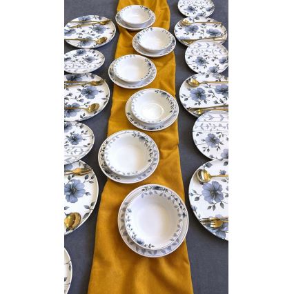 Juego de vajilla de 24 piezas blanco/azul/cerámica
