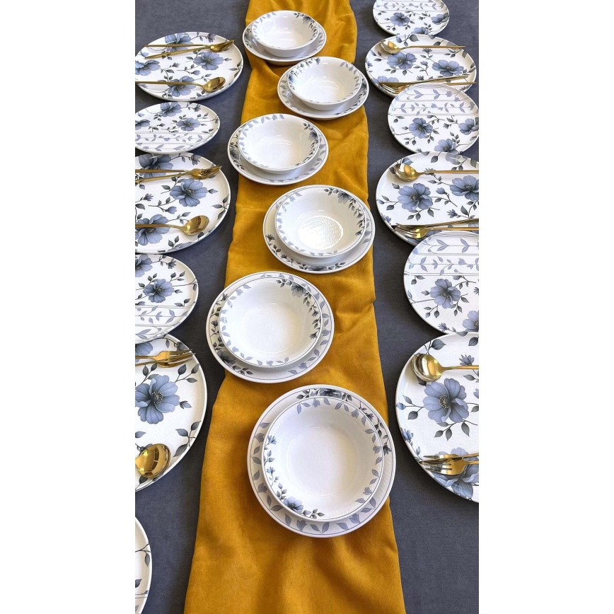 Juego de vajilla de 24 piezas blanco/azul/cerámica