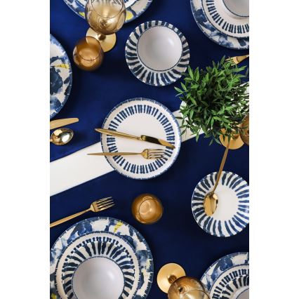 Juego de vajilla de 24 piezas blanco/azul/loza