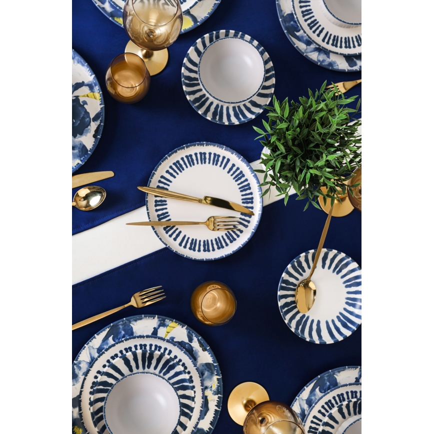 Juego de vajilla de 24 piezas blanco/azul/loza