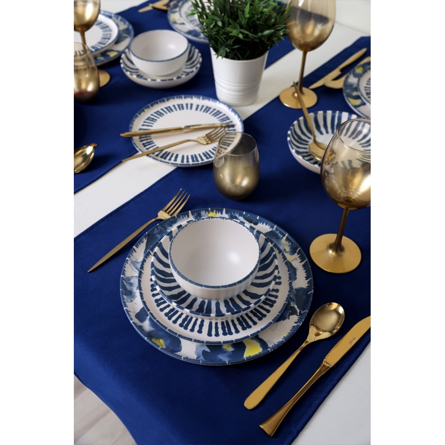 Juego de vajilla de 24 piezas blanco/azul/loza