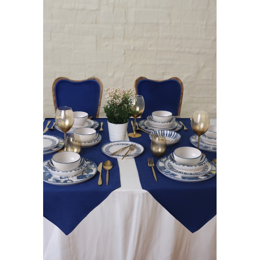 Juego de vajilla de 24 piezas blanco/azul/loza