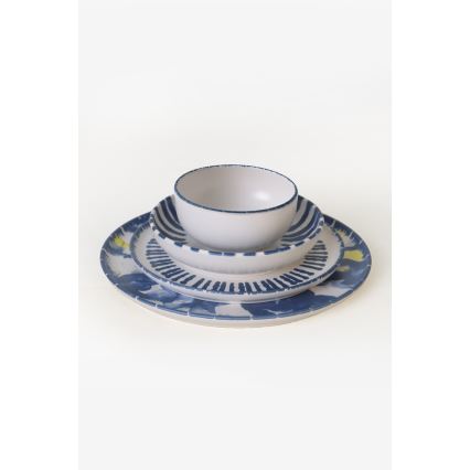 Juego de vajilla de 24 piezas blanco/azul/loza